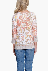 Multiples Multiples Petite Multi 3/4 Raglan Sleeve Scoop Neck Top LS