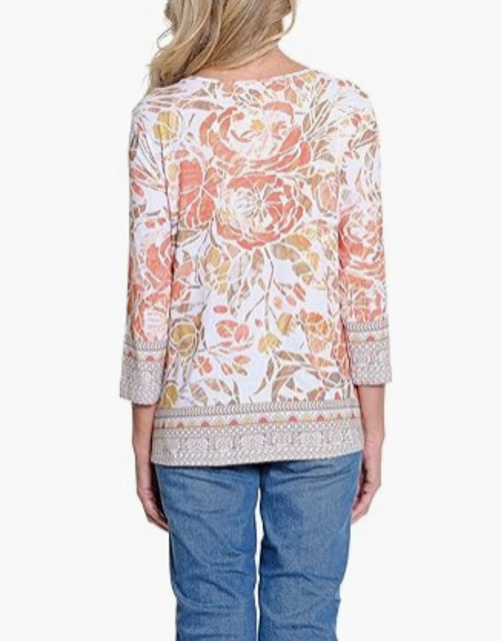 Multiples Multiples Petite Multi 3/4 Raglan Sleeve Scoop Neck Top LS