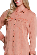 Tru Luxe Tru Luxe Spice Garment Dyed Button Up Shirt AS