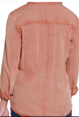 Tru Luxe Tru Luxe Spice Garment Dyed Button Up Shirt AS