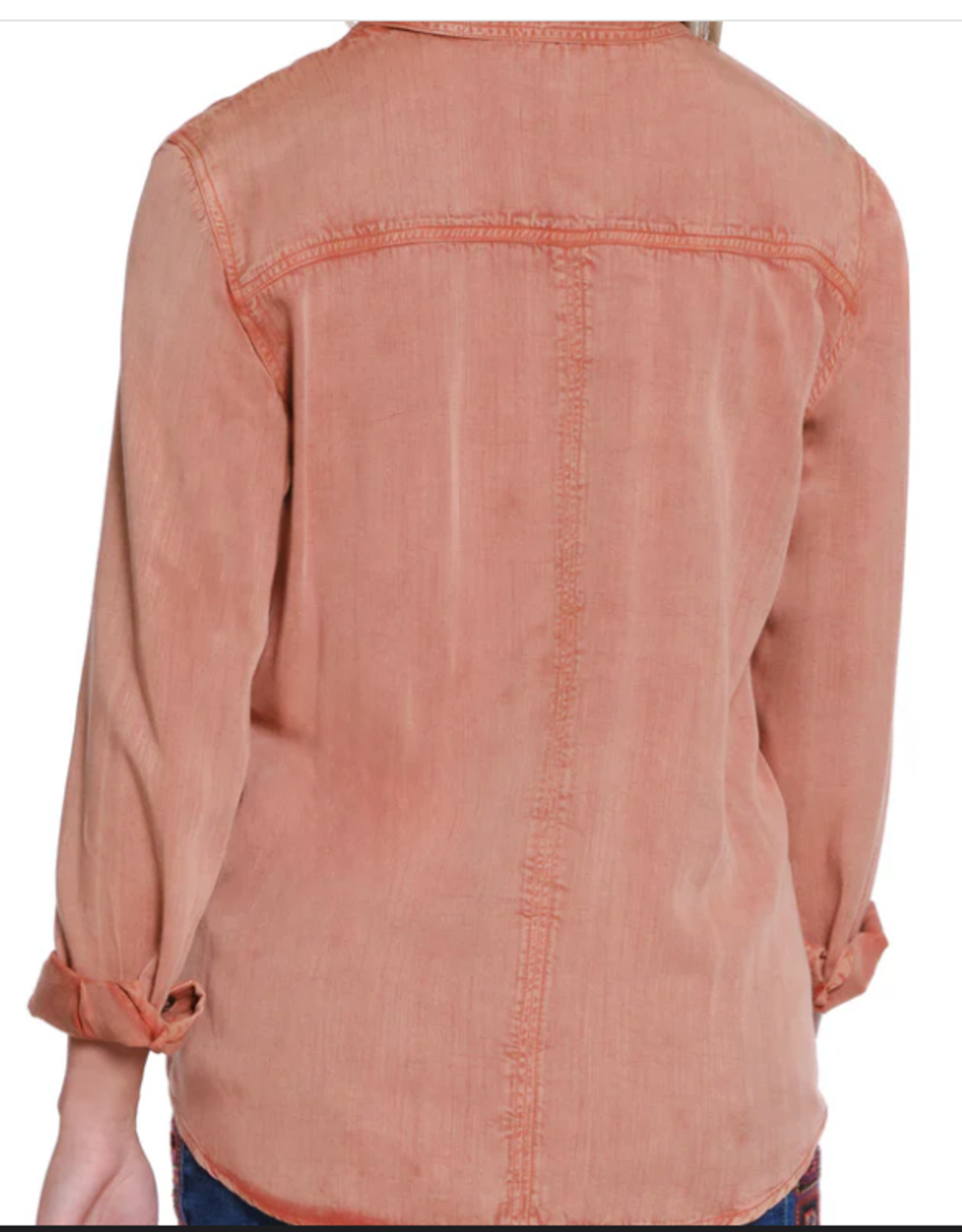 Tru Luxe Tru Luxe Spice Garment Dyed Button Up Shirt AS