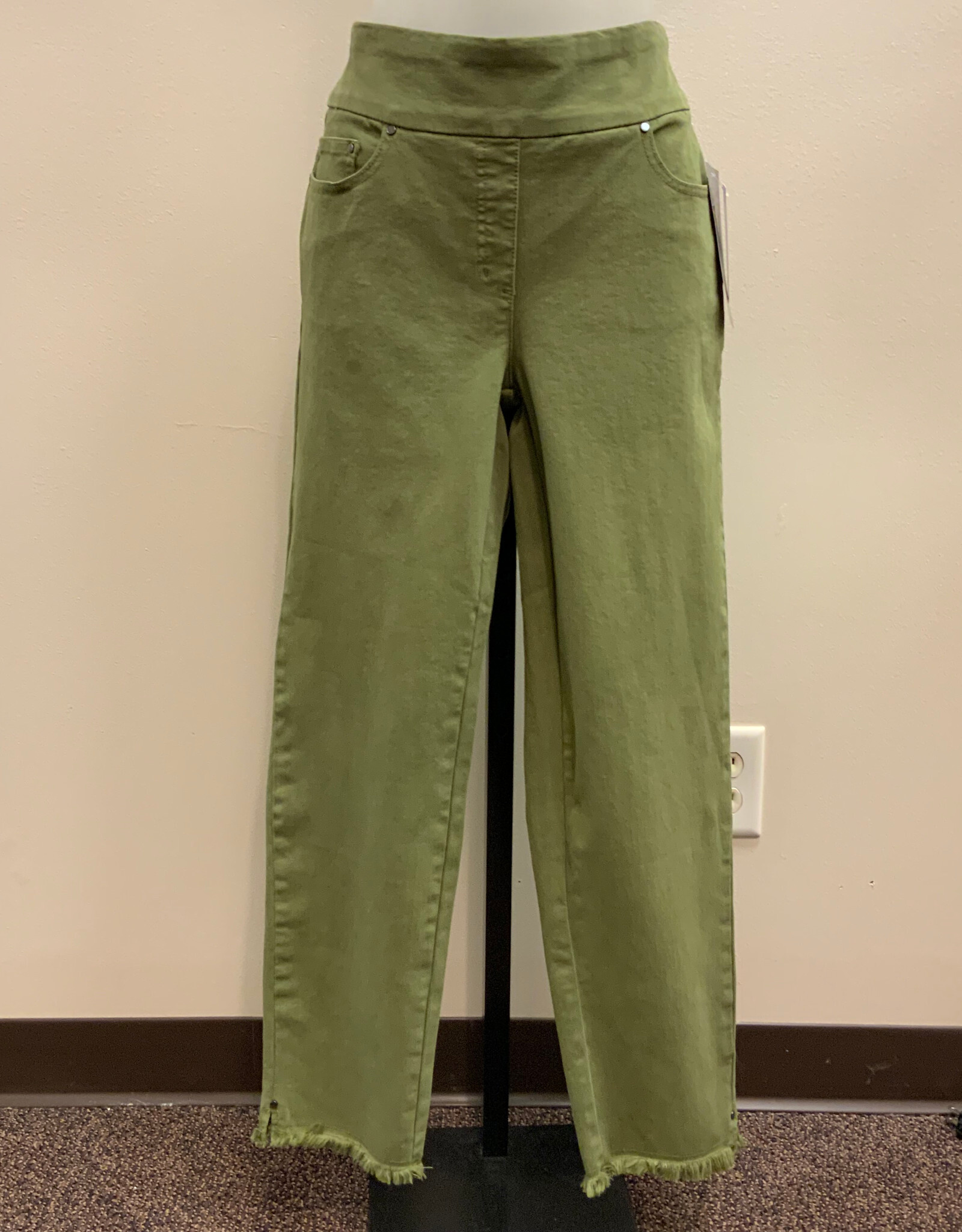 Multiples Multiples Moss Green P/O 5-Pkt Fringe Hem Ankle Pant AO