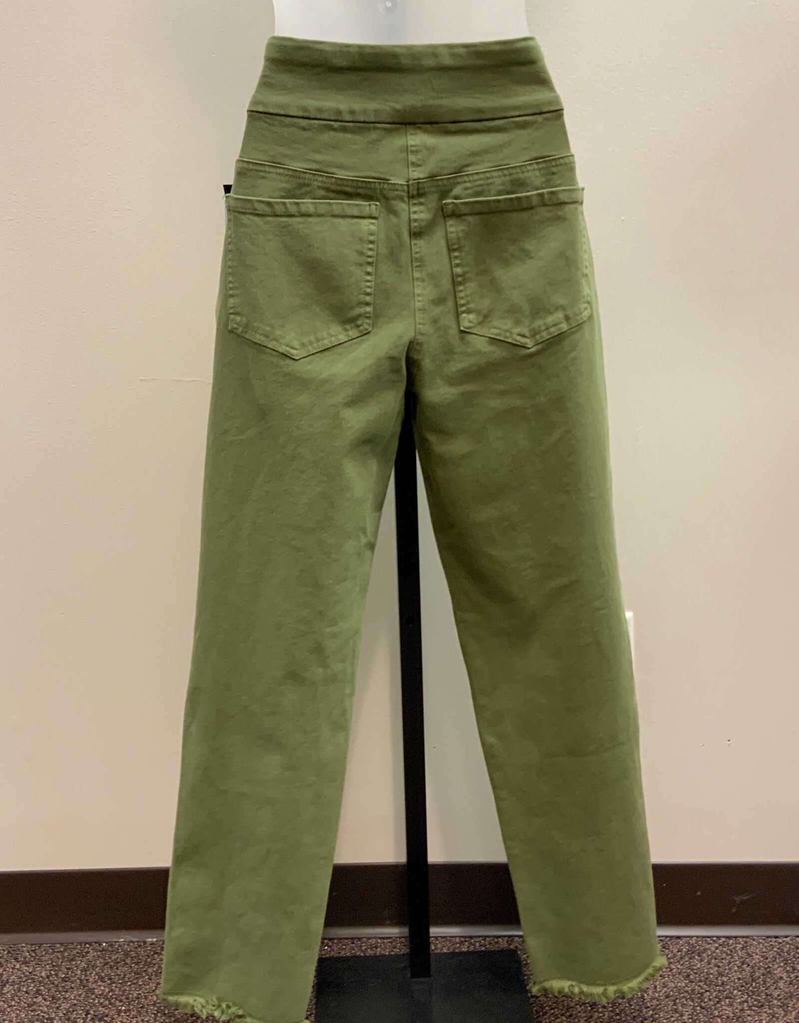 Multiples Multiples Moss Green P/O 5-Pkt Fringe Hem Ankle Pant AO