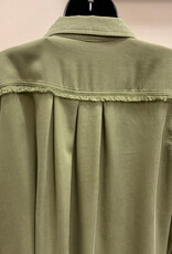 Multiples Multiples Moss Green Roll Tab L/S 2-plt Button Front Fringed Shirt AO