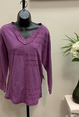 Tru Luxe Tru Luxe Grape Embroidered Slub Knit Top AS