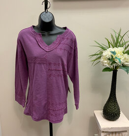 Tru Luxe Tru Luxe Grape Embroidered Slub Knit Top AS