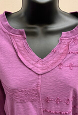 Tru Luxe Tru Luxe Grape Embroidered Slub Knit Top AS