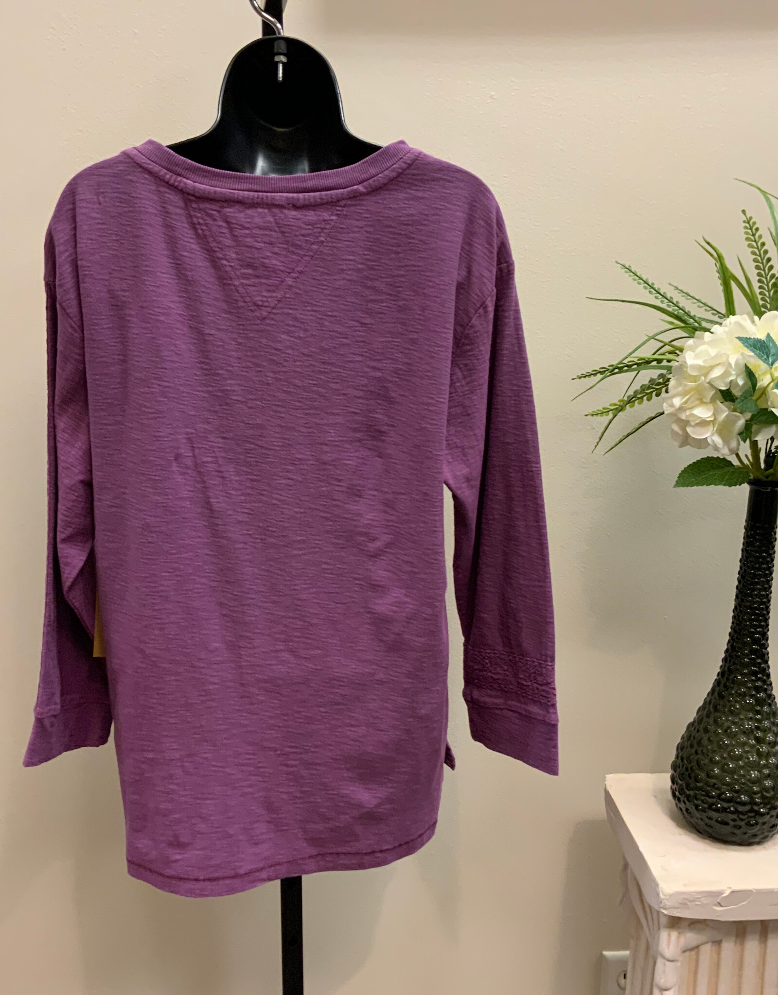 Tru Luxe Tru Luxe Grape Embroidered Slub Knit Top AS