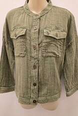 Tru Luxe Tru Luxe Olive Stand Collar 3/4 Sleeve Jacket AS