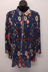 Multiples Multiples Multi 3/4 Sleeve Button Front Pleated Shirt AC