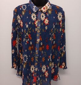 Multiples Multiples  Multi 3/4 Sleeve Button Front Pleated Shirt AC
