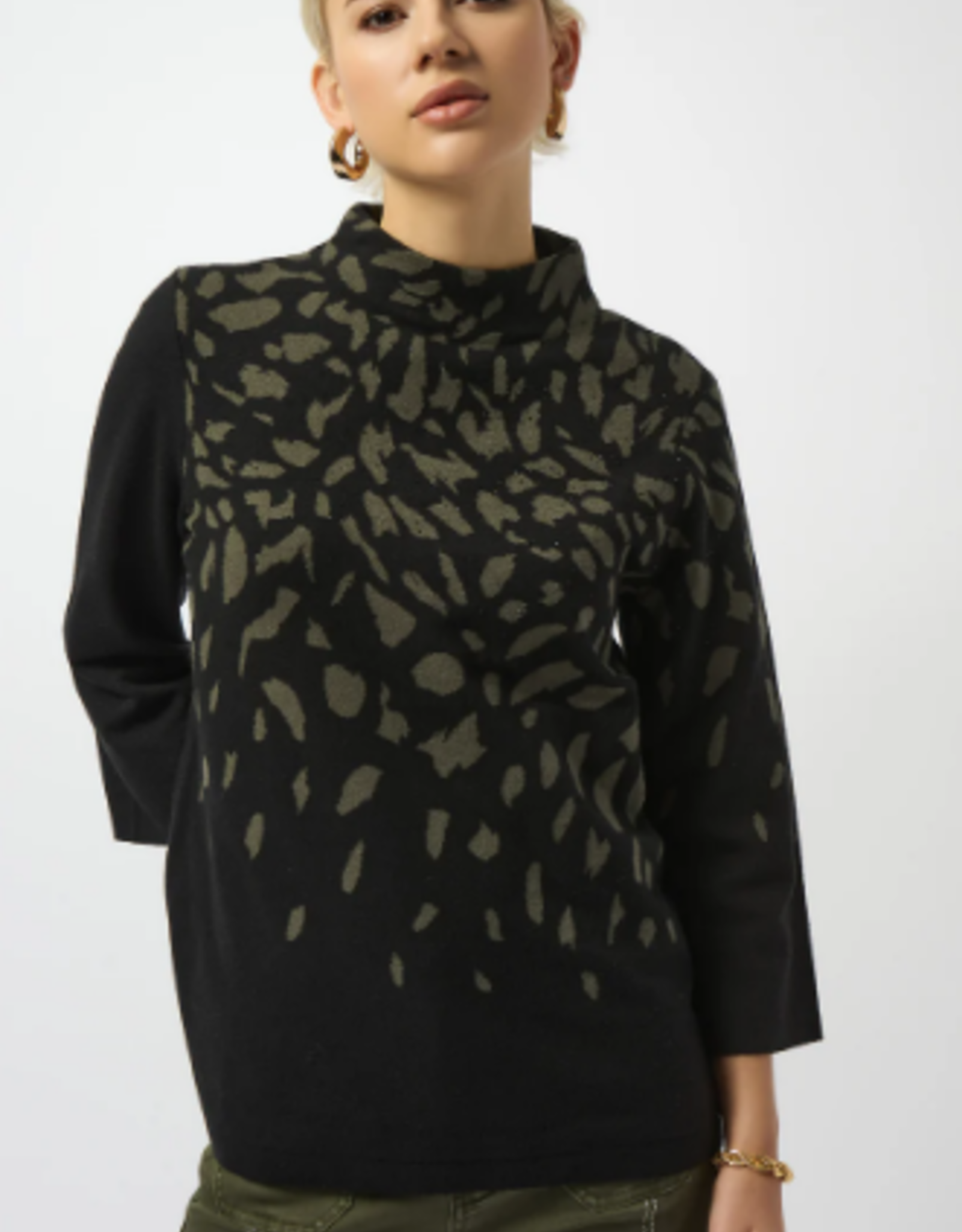 Joseph Ribkoff Joseph Ribkoff Black/Avocado Animal Print Sweater  SA