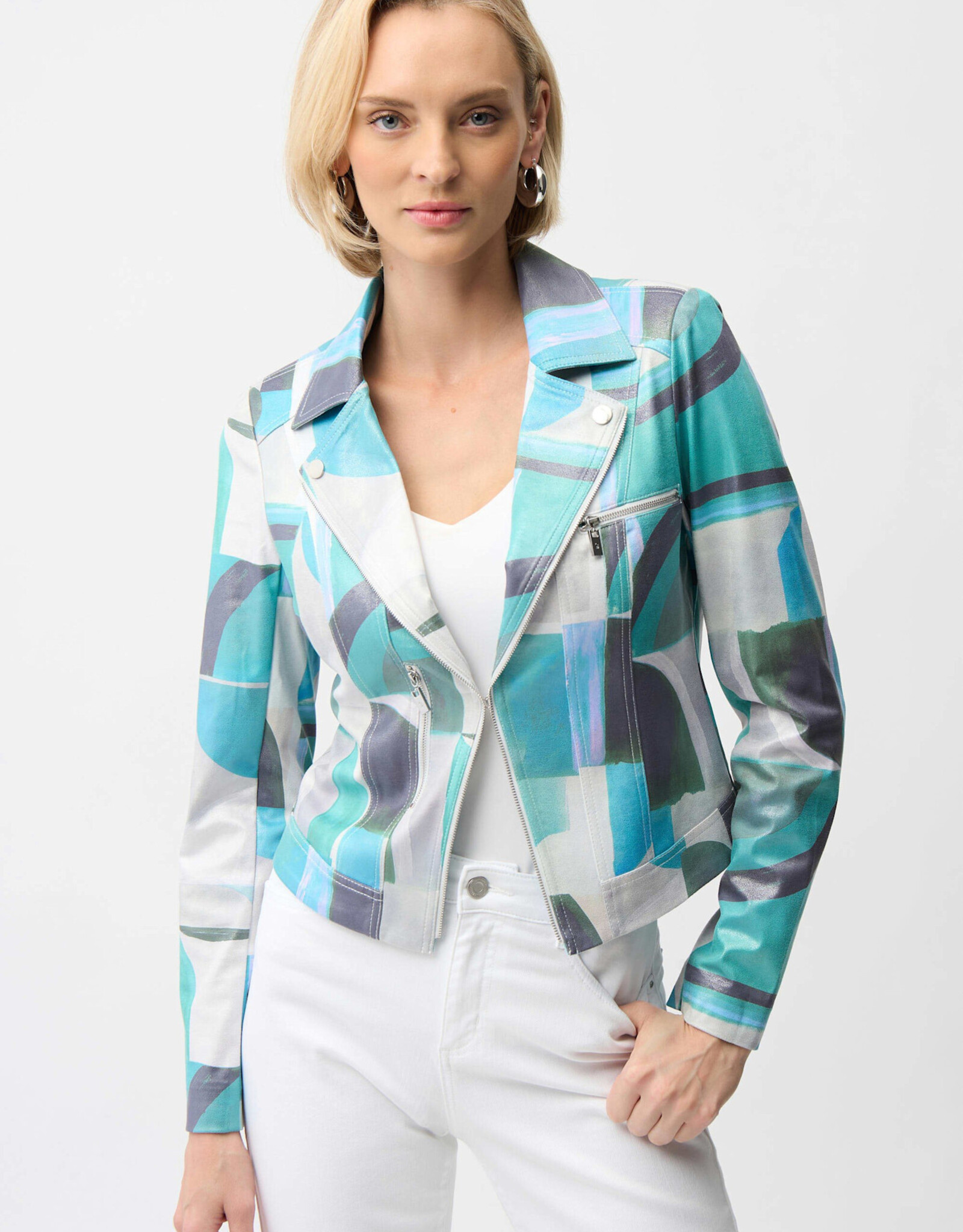 Joseph Ribkoff Joseph Ribkoff Green/Multi Geo Faux Suede Jacket