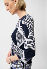 Joseph Ribkoff Joseph Ribkoff Navy Silky Knit Geo Print Dress w/Keyhole Neckline
