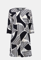 Joseph Ribkoff Joseph Ribkoff Navy Silky Knit Geo Print Dress w/Keyhole Neckline