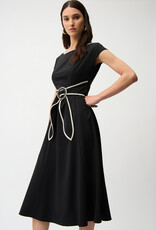 Joseph Ribkoff Joseph Ribkoff Black Strech Woven Flare Dress w/Sash