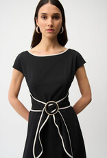 Joseph Ribkoff Joseph Ribkoff Black Strech Woven Flare Dress w/Sash