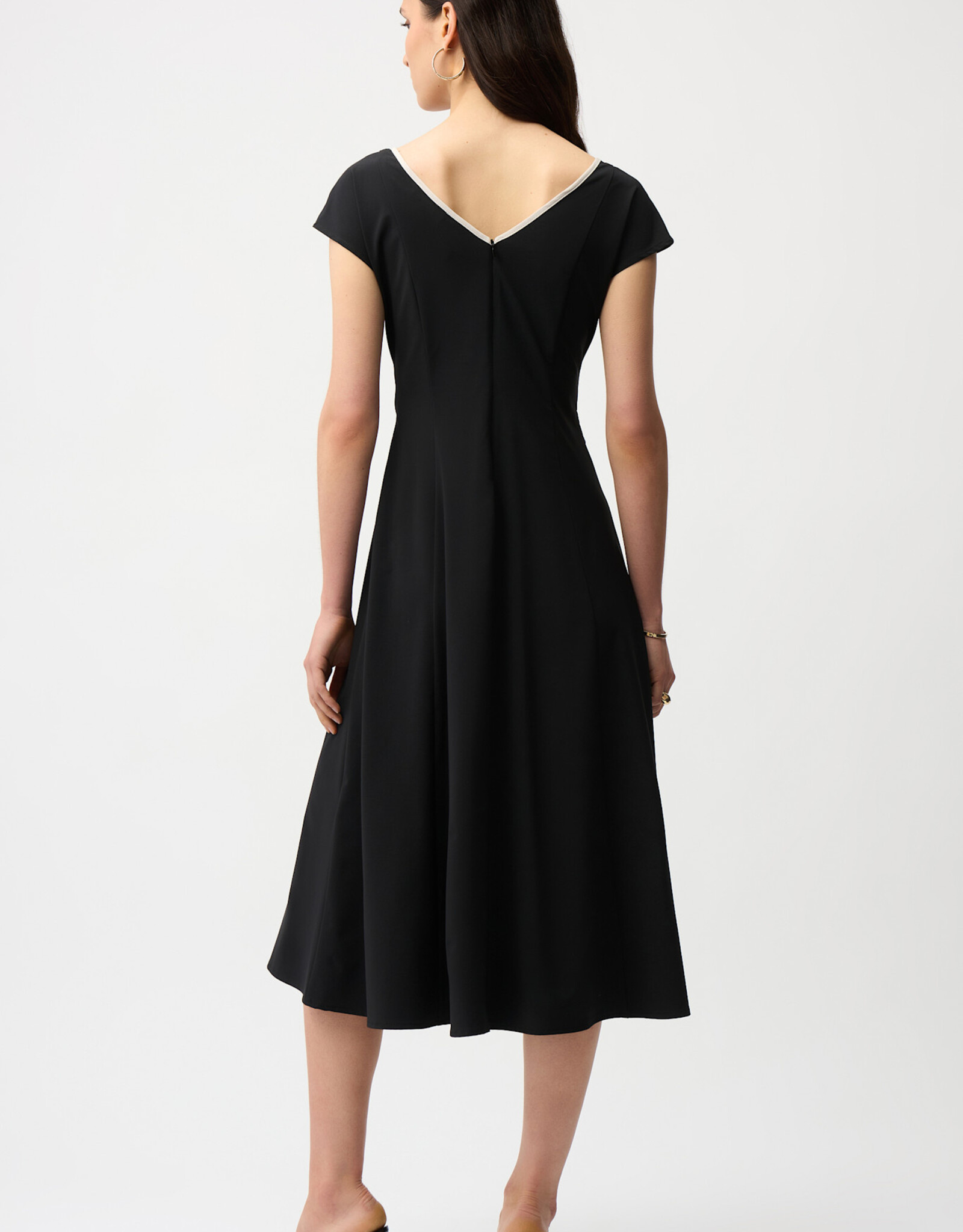 Joseph Ribkoff Joseph Ribkoff Black Strech Woven Flare Dress w/Sash