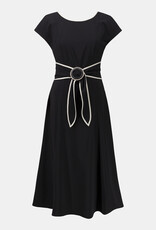 Joseph Ribkoff Joseph Ribkoff Black Strech Woven Flare Dress w/Sash