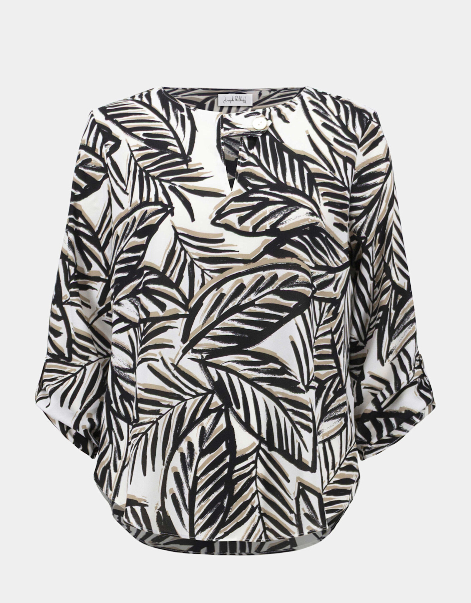 Joseph Ribkoff Joseph Ribkoff Georgette Tropical Print Boxy Top w/Front Keyhole