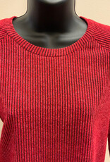 Lady Liberty Lady Liberty Burgandy Stripe Round Neck Top BO