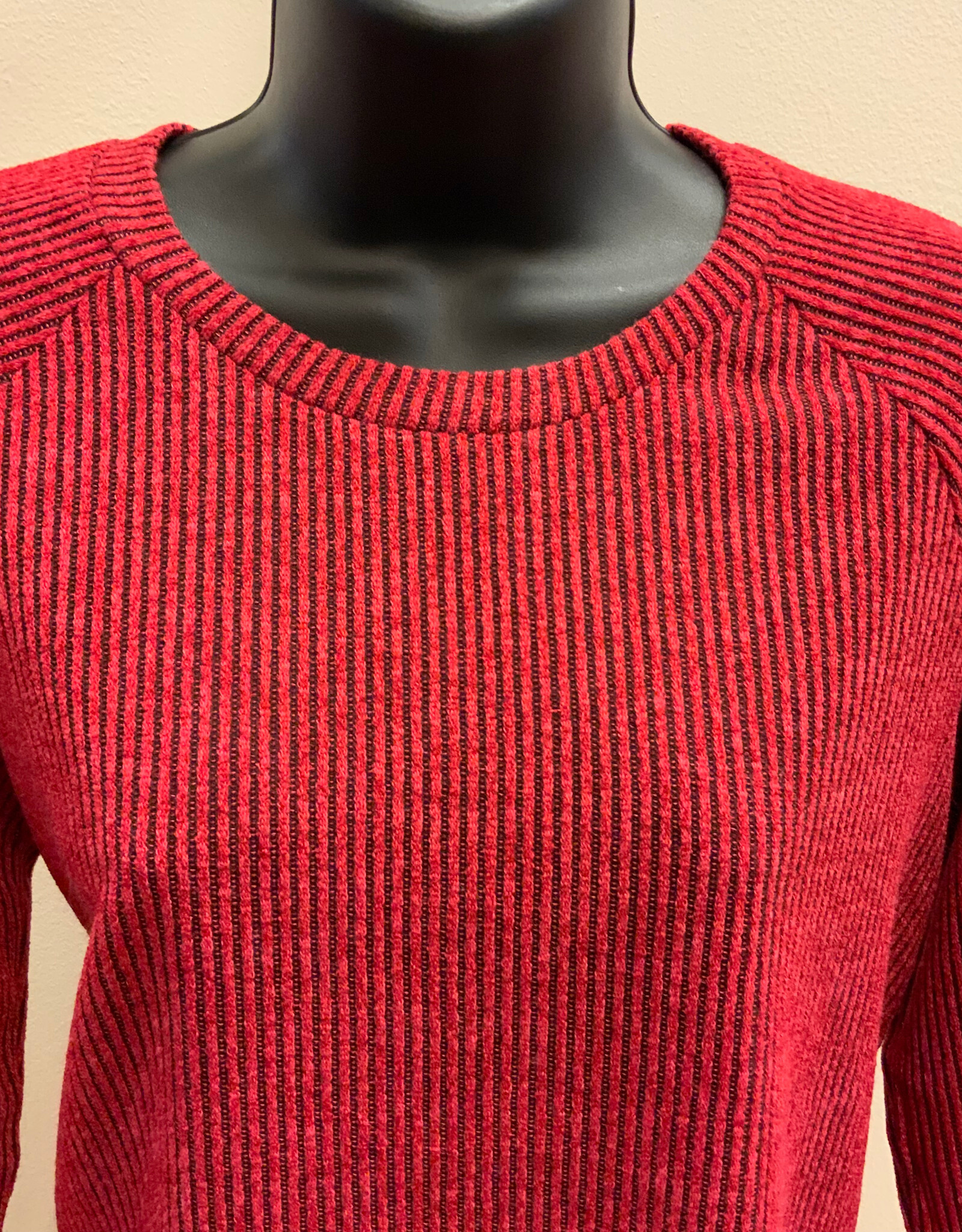 Lady Liberty Lady Liberty Burgandy Stripe Round Neck Top BO