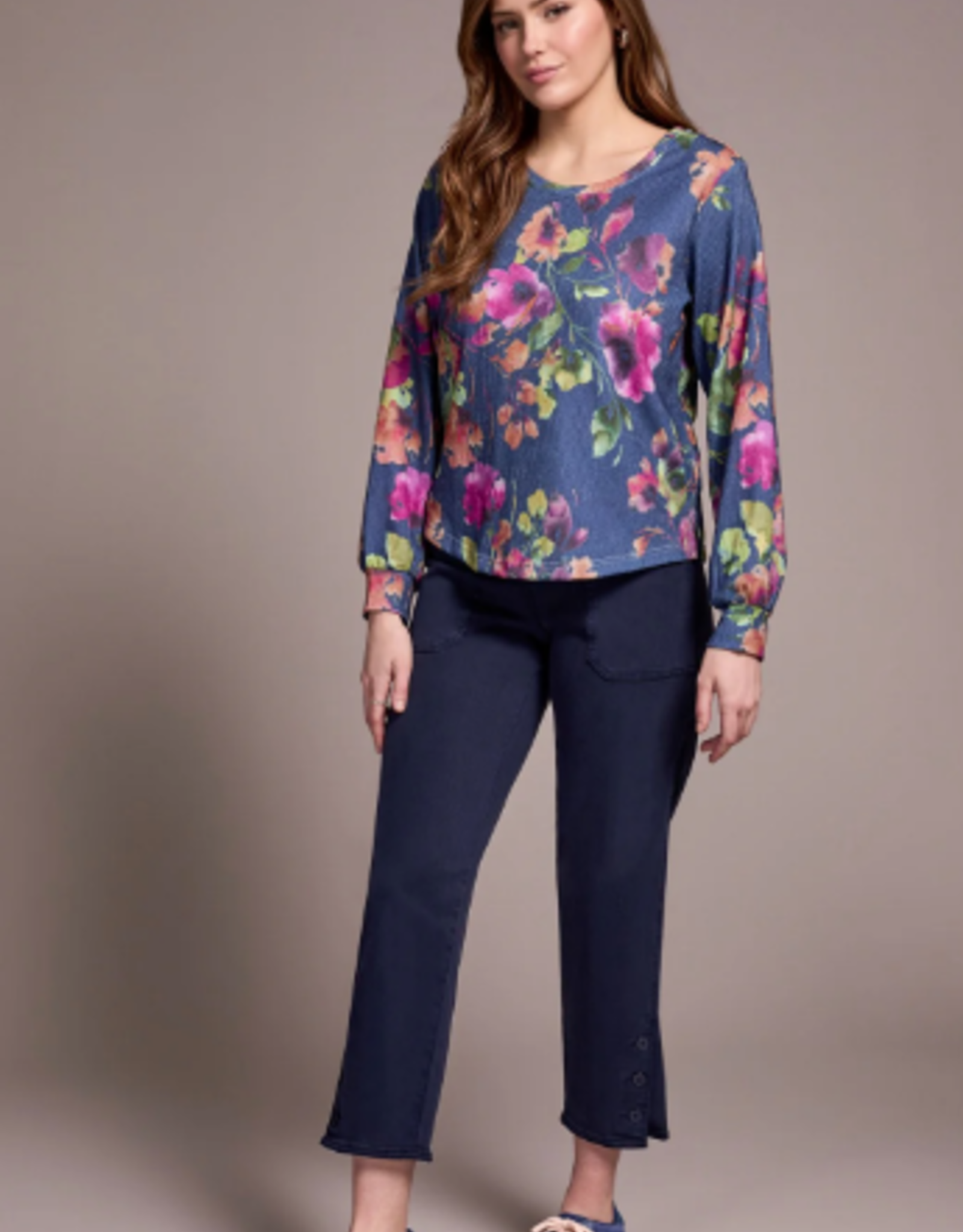 Tribal Tribal Marine L/S Crew Neck Top W/Shirttail LL