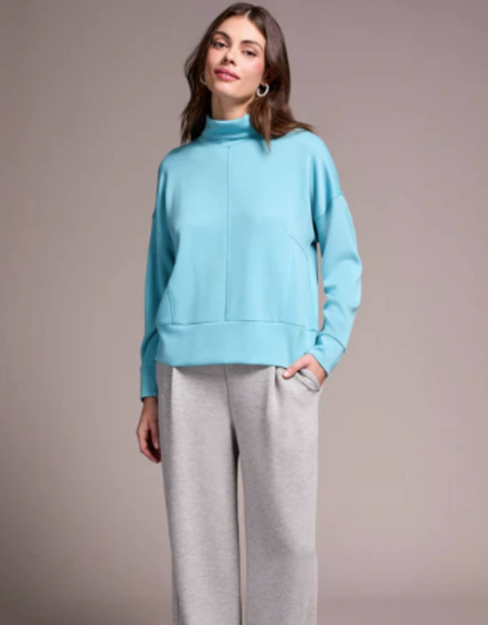 Tribal Tribal Mist Blue L/S Funnel Neck Top LS