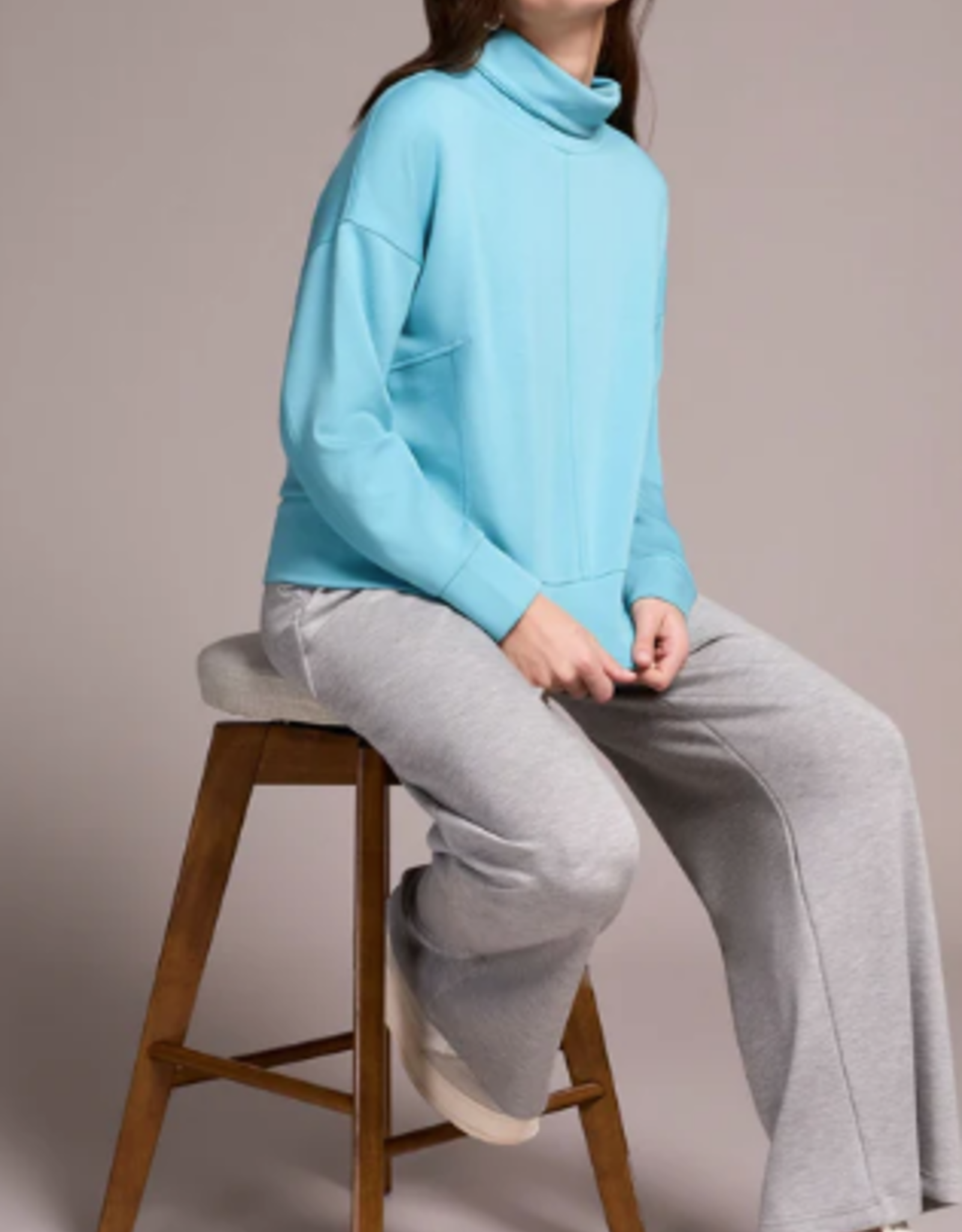 Tribal Tribal Mist Blue L/S Funnel Neck Top LS