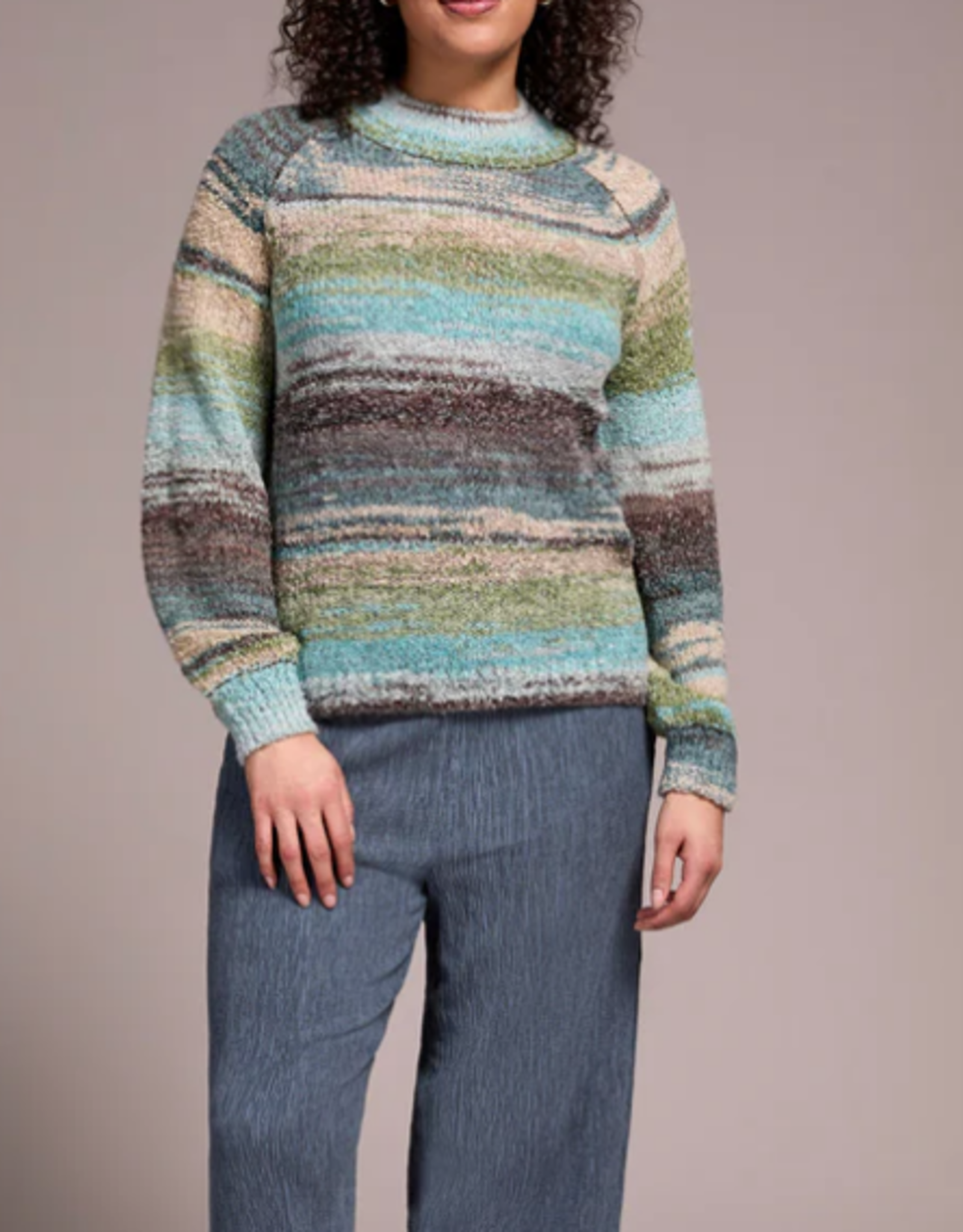 Tribal Tribal Aquahaze L/S Mock Neck Sweater CC