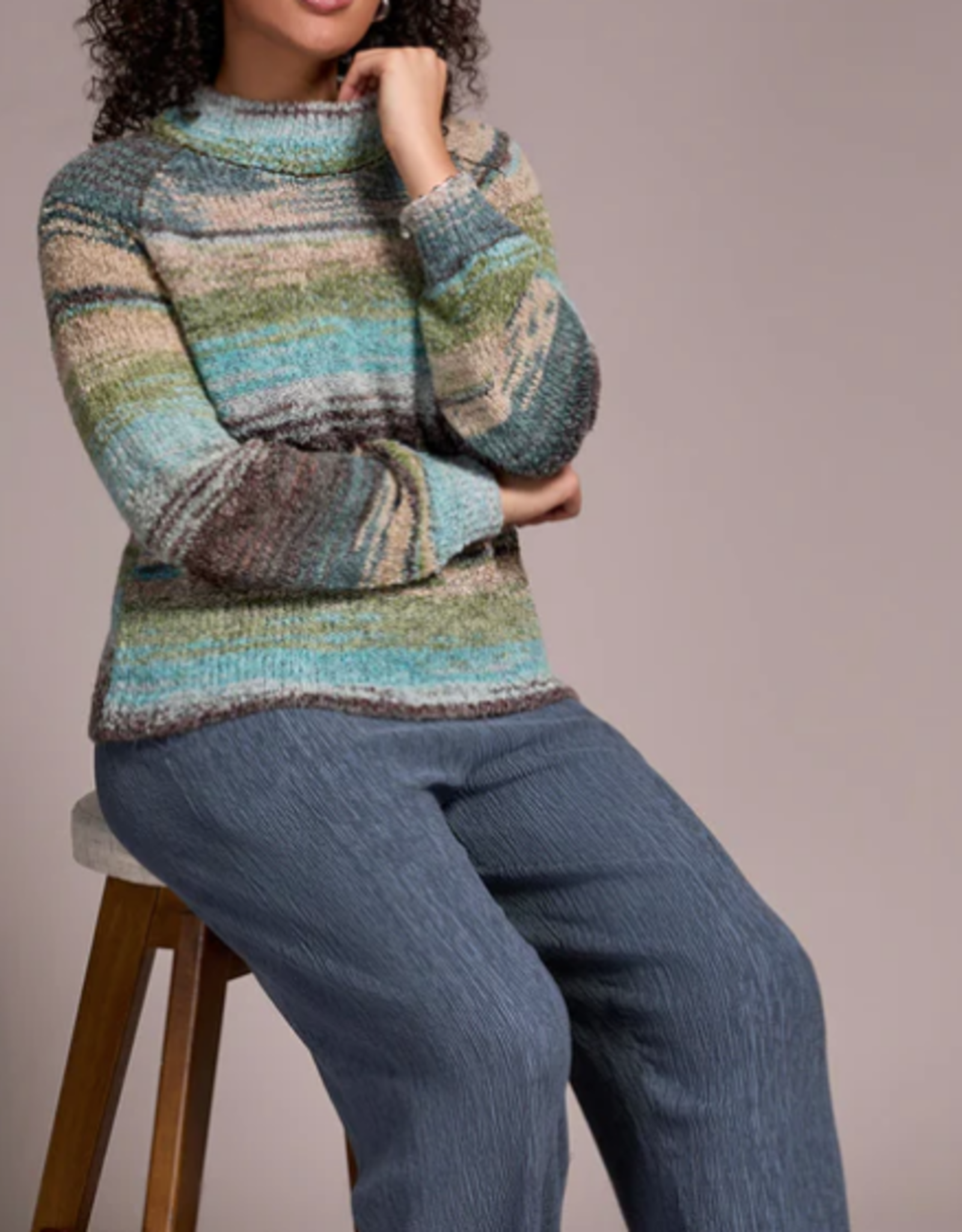 Tribal Tribal Aquahaze L/S Mock Neck Sweater CC