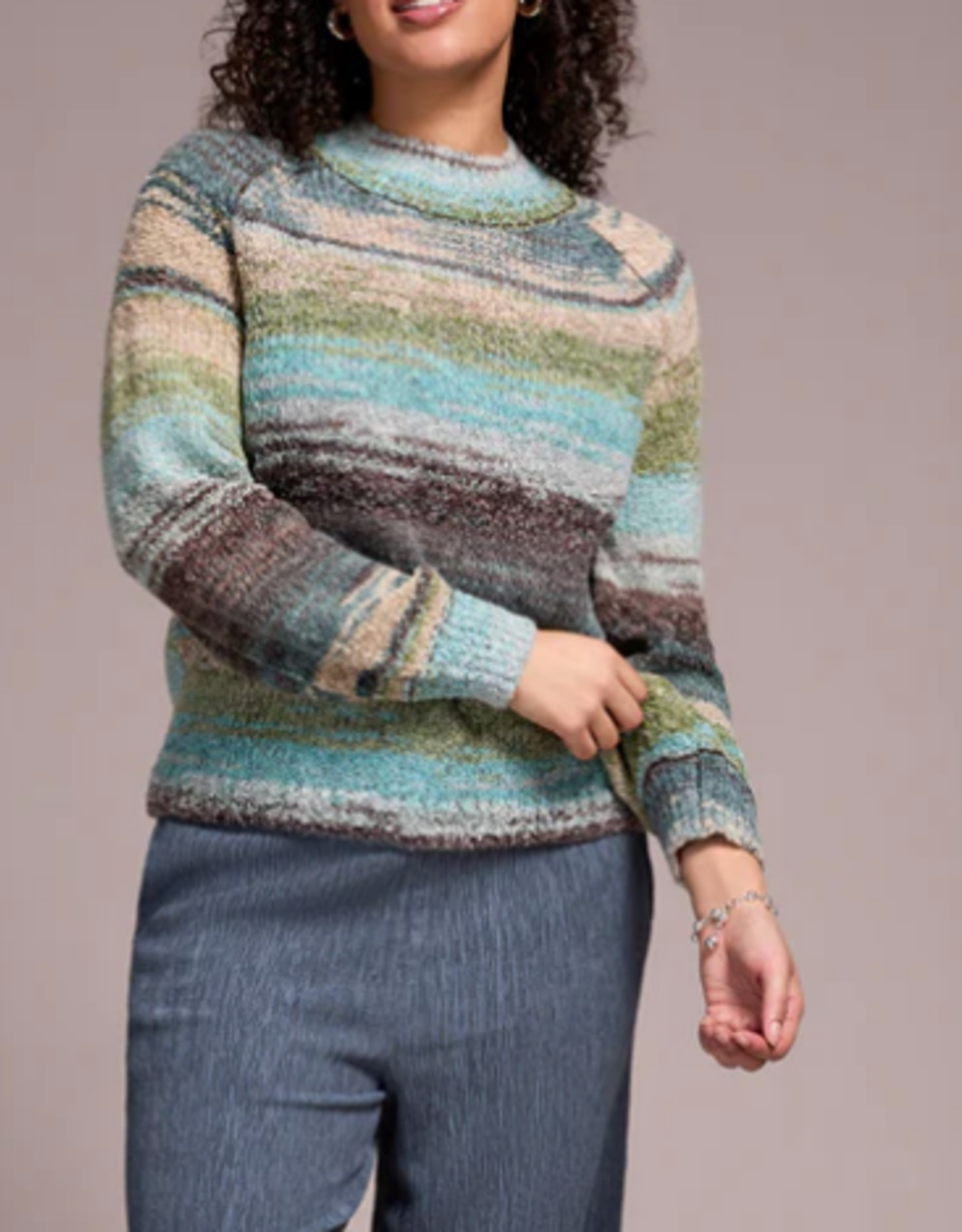 Tribal Tribal Aquahaze L/S Mock Neck Sweater CC