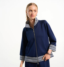 Joseph Ribkoff Joseph Ribkoff Indigo Scuba Jersey Jacket w/Funnel Collar