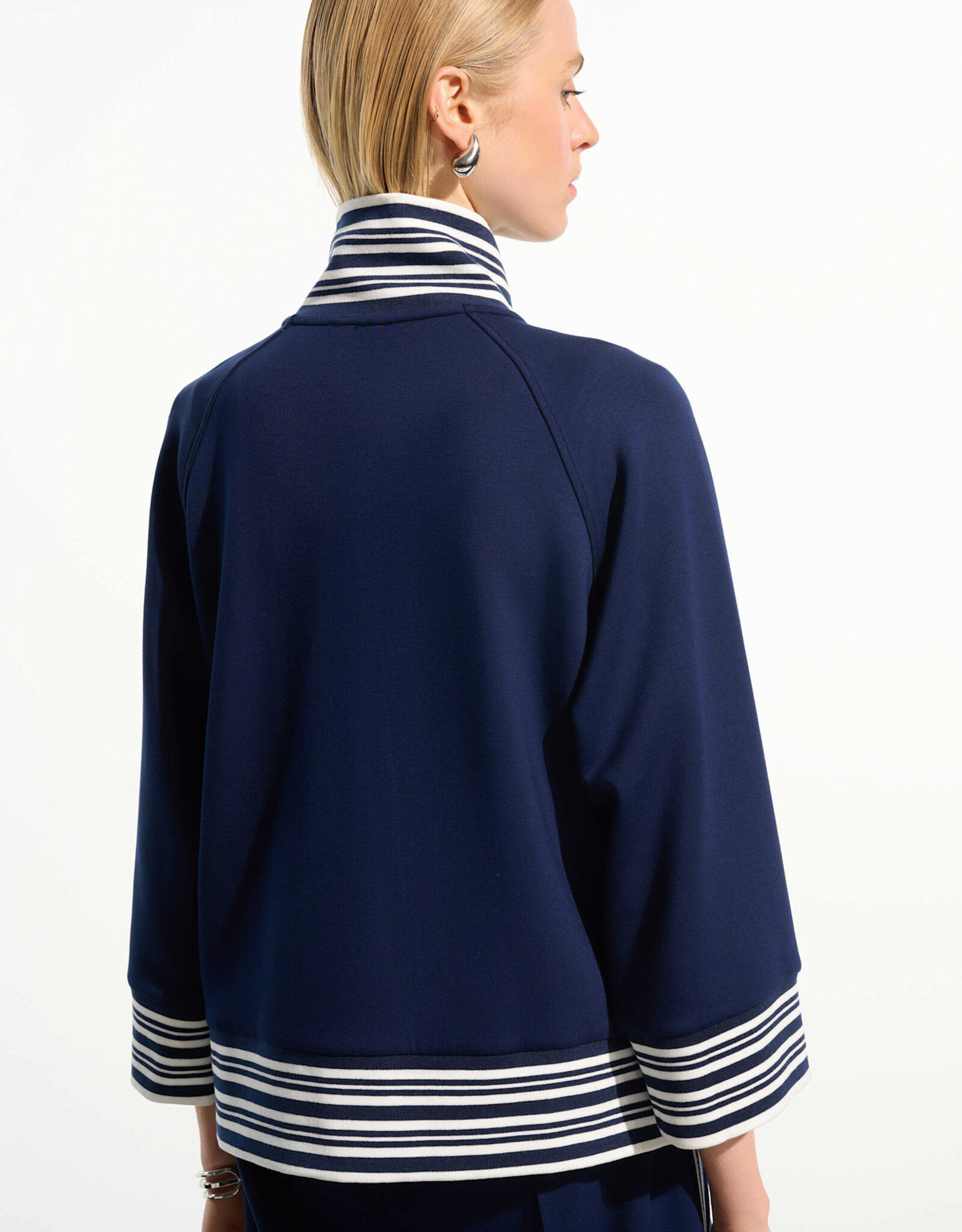 Joseph Ribkoff Joseph Ribkoff Indigo Scuba Jersey Jacket w/Funnel Collar