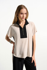 Joseph Ribkoff Joseph Ribkoff Silky Knit Color Block Top w/Zipped Collar