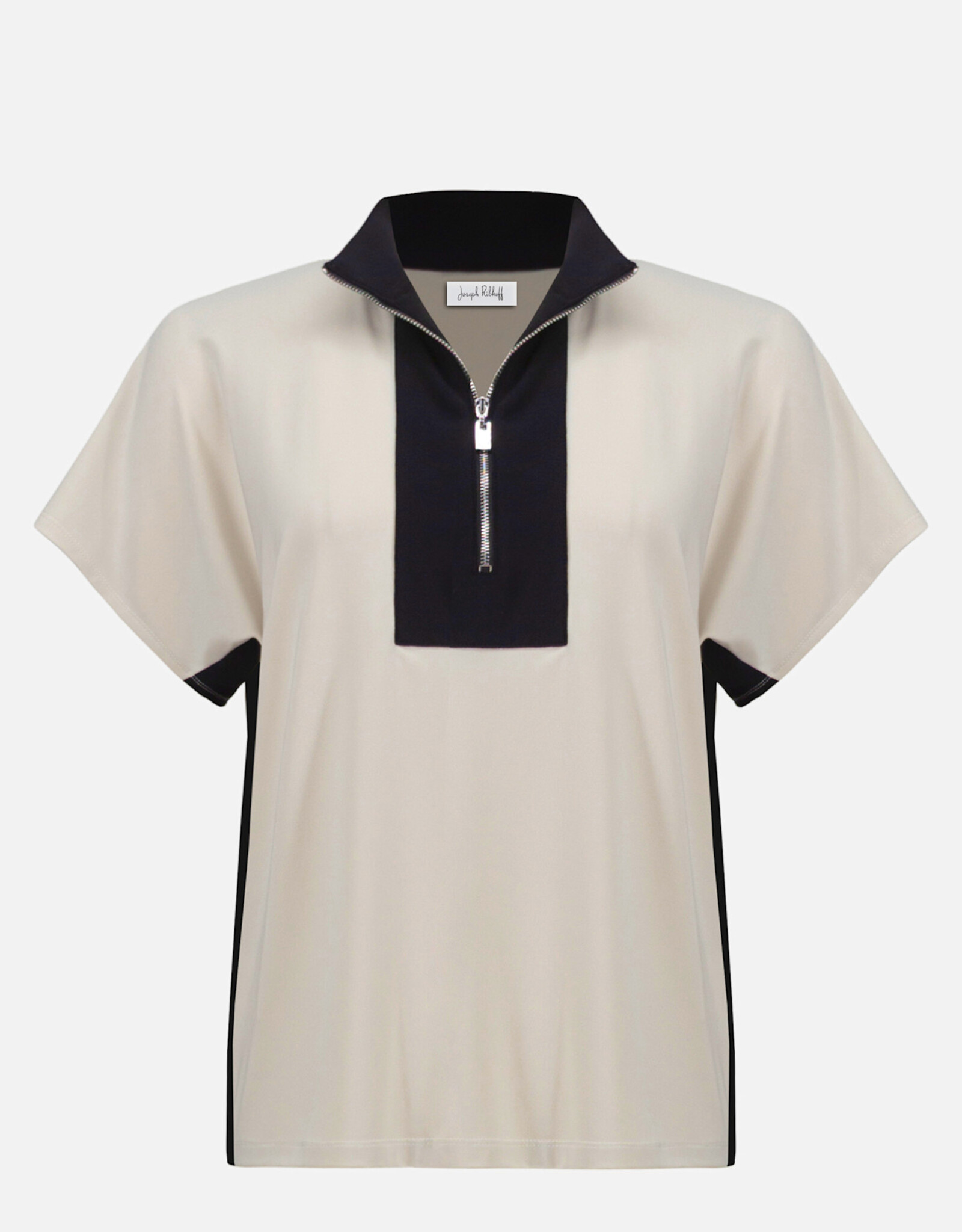 Joseph Ribkoff Joseph Ribkoff Silky Knit Color Block Top w/Zipped Collar