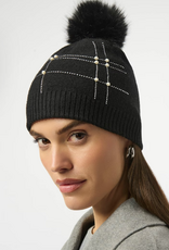 Joseph Ribkoff Joseph Ribkoff Black Knitted Faux Fur Pompom Hat