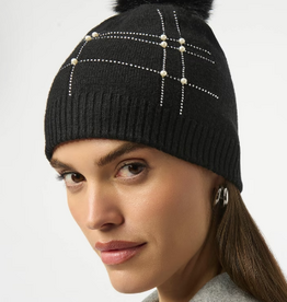 Joseph Ribkoff Joseph Ribkoff Black Knitted Faux Fur Pompom Hat