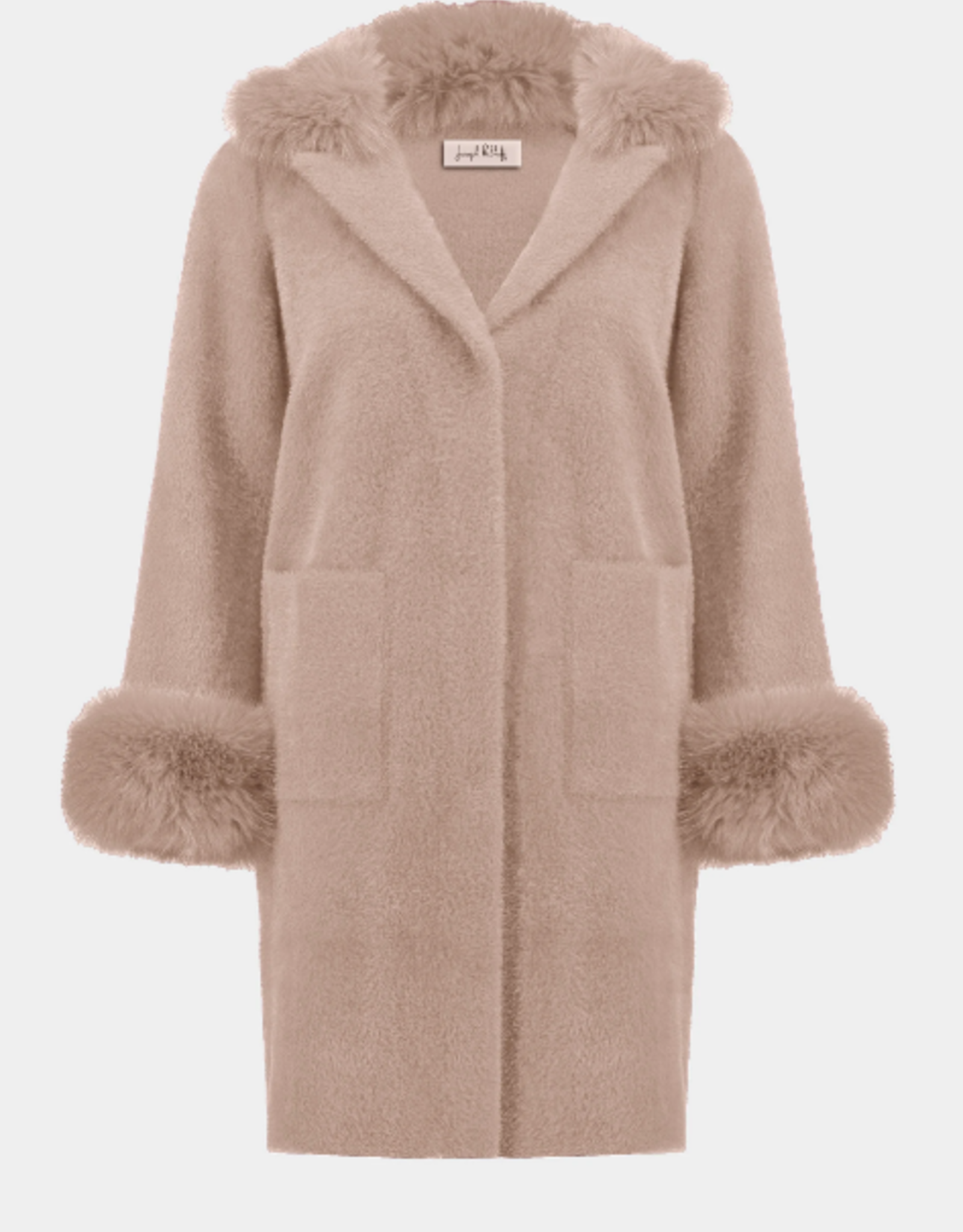 Joseph Ribkoff Joseph Ribkoff Rose Faux Feather/Fur Sweater Coat