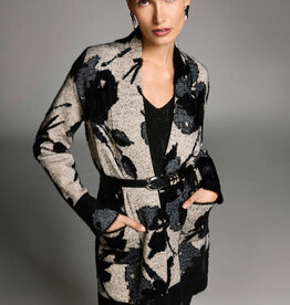 Joseph Ribkoff Joseph Ribkoff Chmpgn/Blk Jacquard Sweater Knit Cardigan