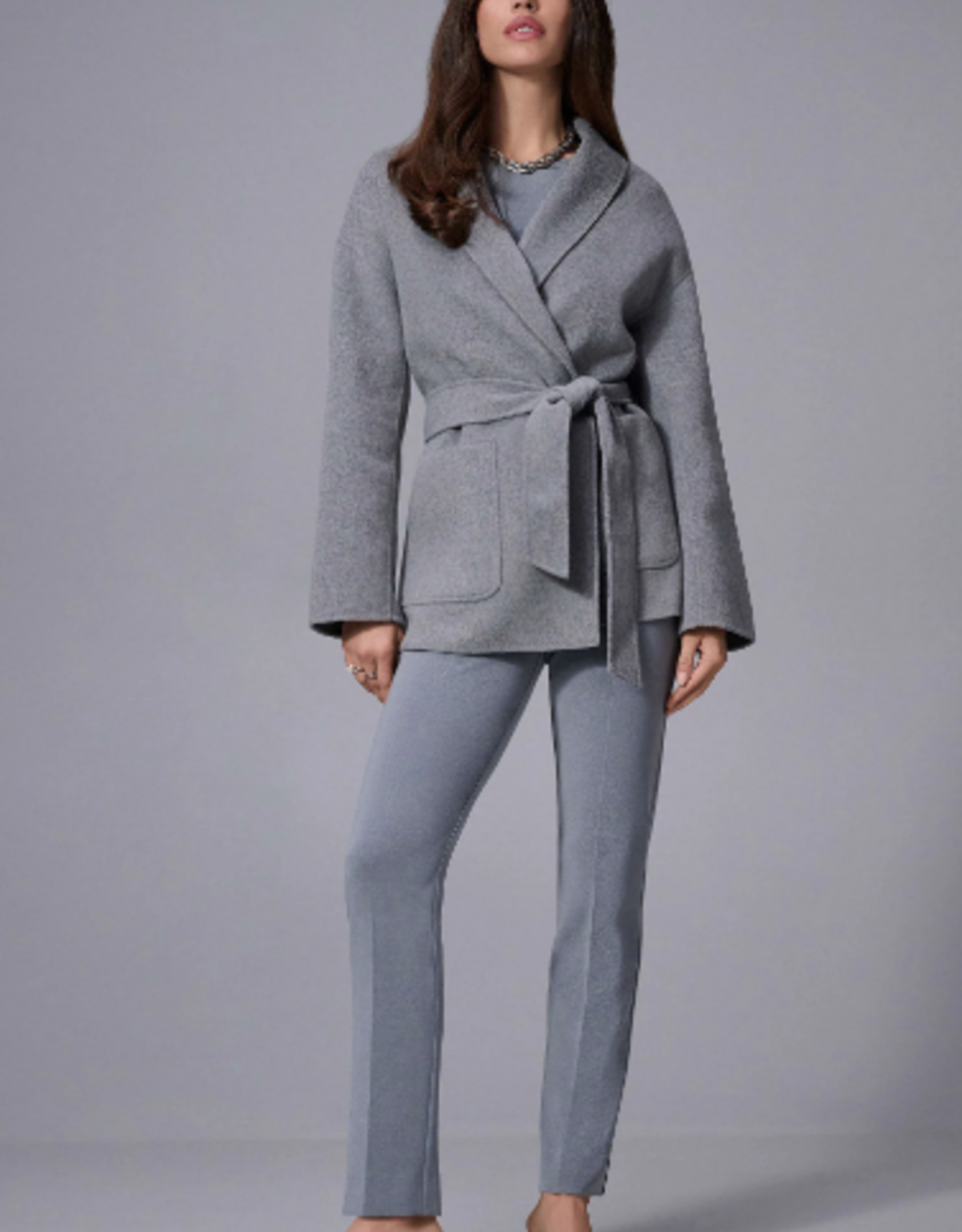 Joseph Ribkoff Joseph Ribkoff Grey Silky Knit Straight Leg Pull-On Pants