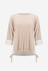 Joseph Ribkoff Joseph Ribkoff Beige Silky Knit Woven Stripe Top High Low Hem