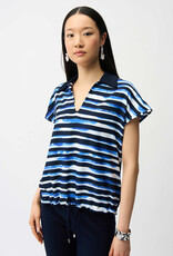 Joseph Ribkoff Joseph Ribkoff Blue/Vanilla Stripe Print Cocoon Top w/Silky Knit Back