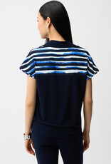 Joseph Ribkoff Joseph Ribkoff Blue/Vanilla Stripe Print Cocoon Top w/Silky Knit Back