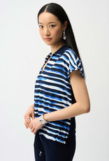 Joseph Ribkoff Joseph Ribkoff Blue/Vanilla Stripe Print Cocoon Top w/Silky Knit Back