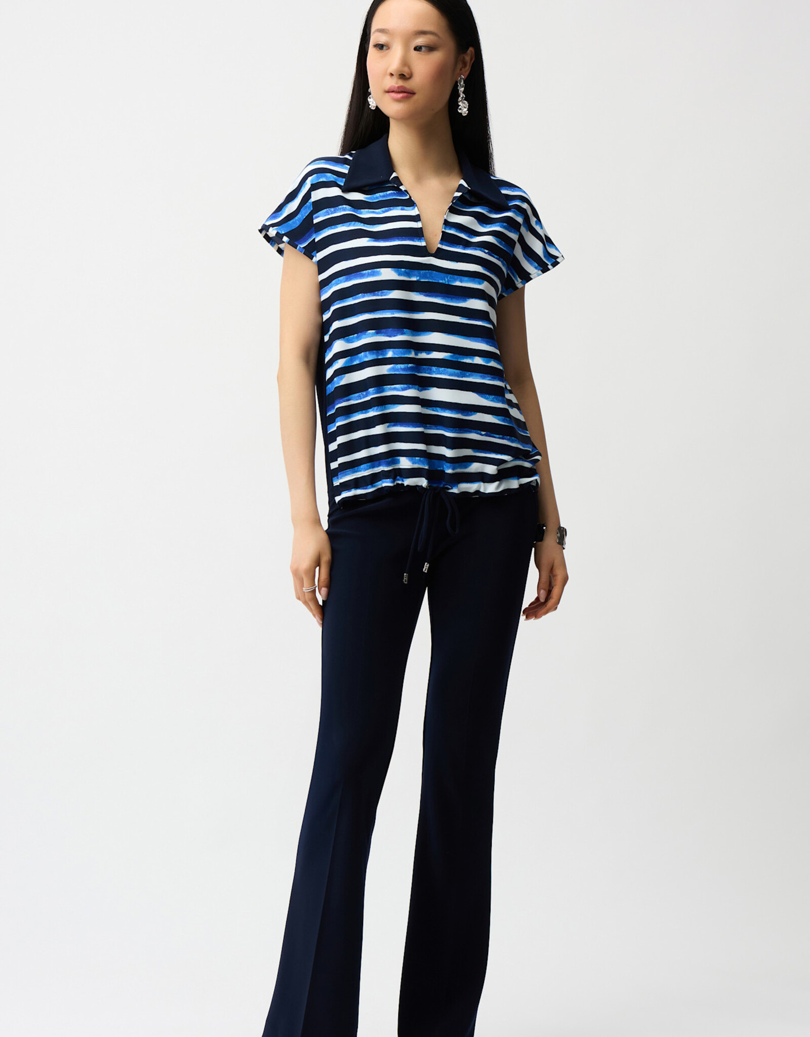 Joseph Ribkoff Joseph Ribkoff Blue/Vanilla Stripe Print Cocoon Top w/Silky Knit Back