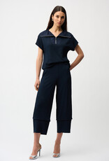 Joseph Ribkoff Joseph Ribkoff Midnight Blue Seersucker Boxy Top w/Memory Collar