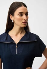 Joseph Ribkoff Joseph Ribkoff Midnight Blue Seersucker Boxy Top w/Memory Collar