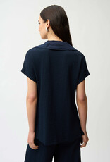 Joseph Ribkoff Joseph Ribkoff Midnight Blue Seersucker Boxy Top w/Memory Collar