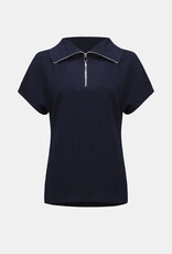 Joseph Ribkoff Joseph Ribkoff Midnight Blue Seersucker Boxy Top w/Memory Collar